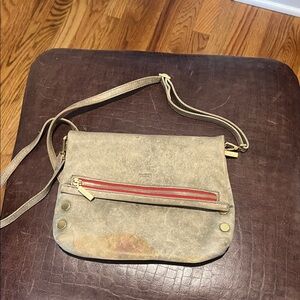 Hammett Taupe Crossbody Bag with Red Accent